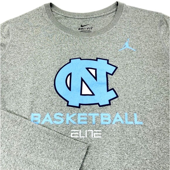 Nike NC Basketball Elite T Shirt RARE Jordan Dri-Fit XL Gray Blue North Carolina - Picture 1 of 13